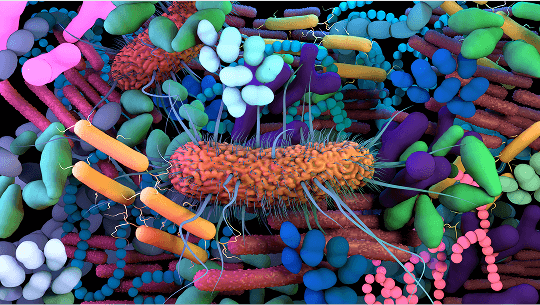 Bacteria cells amongst other cells image