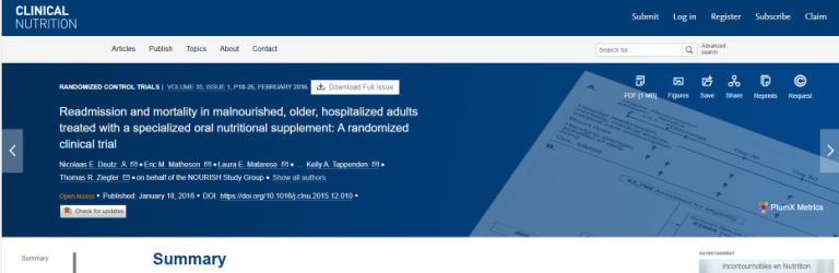 Readmission and Mortality in Malnourished, Older, Hospitalised Adults